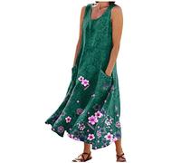 LSAltd Maxikleid Damen Abschlussballkleid Glitzer Kleid Damen Damen Vintage 50 Cap Sleeves Dot Einfarbig Swing Kleider Swing Kleid Damen Ballkleid Festkleider,Dark Green,L