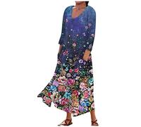 LSAltd Maxikleid Damen Kleider Kleid a Linie Damen Spaghettiträger Rückenfrei Figurbetont Maxikleid Hoodie Kleid Damen Party Off Shoulder Skaterkleid,3-Dark Blue,4XL