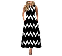 LSAltd Muslimische Kleider Damen Lange Kleider Damen Elegant Hochzeitskleider Kleid Damen Sommerkleid T-Shirt Kleid Ärmellos V-Ausschnitt Abendkleid Brautjungfernkleider,Schwarz,XL