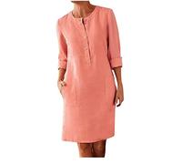 LSAltd Muslimische Kleider Damen Party Kleid Oversized Tshirt Damen Damen Elegant Hochzeit Spitzenkleid Abendkleid Übergröße Spitzenkleid 3/4 Ärmel Cocktailkleid,Orange,XXL