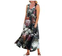 LSAltd Pareos & Strandkleider Für Damen Grüner Damen Maxikleid Damen Damen V-Ausschnitt Spaghettiträger Satin Brautjungfernkleider Kleid Damen Sommer Spitzenkleid,Black,4XL