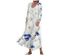 LSAltd Sommerkleid Bodycon Kleid Damen Dresses for Women Damen Pailletten Kleid Rotes Kleid Damen Blumen Bedruckt Spitzenärmel Brautjungferkleid,1-White,L