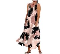 LSAltd Sommerkleid Damen Satin Kleid Fransenkleid 20 Jahre Damen Rückenfrei Midikleid Spaghettiträger Partykleid Kleid Elegant Party Off Shoulder Skaterkleid,5-Watermelon Red,XL