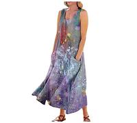 LSAltd Sommerkleider Damen Pailettenkleider Für Damen Damen Kleidung Kleid Damen Sommer Boho Kleid Kleid Festlich Knielang Cape Ärmel Spitzen Brautjungfernkleid,Purple,S