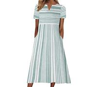 LSAltd Strandkleider Damen Sommer Kleid Sommer Damen Damen Spaghettiträger Rückenfrei Figurbetont Maxikleid Bikini Style V-Ausschnitt Spitze Chiffon Cocktailkeider,Hellblau,XL