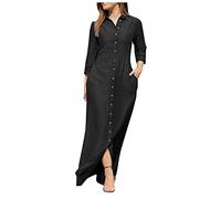 LSAltd Strandkleider Damen Sommer Oversized Tshirt Damen Kleid Damen Elegant Bekleidung Musselin Kleid Damen Brautjungfer Elegant Party Knielang Cocktailkleid,Schwarz,3XL