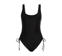 Badeanzug LSCN BY LASCANA "Gina", Damen, Gr. 40, Cup E/F, schwarz, Recycling-Polyamid, unifarben, Badeanzüge Badeanzug, mit gerafften Trägern (52367414-40)