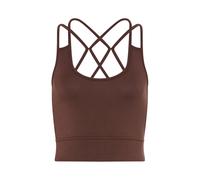 Crop-Top LSCN BY LASCANA, Damen, Gr. 48/50, braun, Jersey, Obermaterial: 95% Viskose, 5% Elasthan, unifarben, bauchfrei, Rundhals, Tops, im Rücken gekreuzt (10896351-48) braun