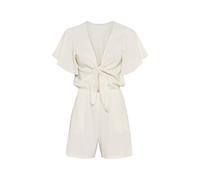 Kurzoverall LSCN BY LASCANA, Damen, Gr. 38, N-Gr, beige (creme), Web, Obermaterial: 100% Viskose, unifarben, figurumspielend kurz, tiefer V-Ausschnitt, Overalls Kurzoverall, aus gewebter Viskose (8976