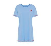 Nachthemd LSCN BY LASCANA, Damen, Gr. 32/34, N-Gr, blau (blau bedruckt), Single Jersey, Obermaterial: 50% Baumwolle, 50% Viskose, unifarben, bedruckt, feminin, lässig geschnitten kurz, Rundhals, Kurza