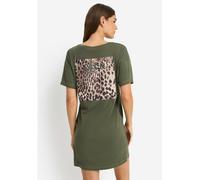 Nachthemd LSCN BY LASCANA, Damen, Gr. 48/50, N-Gr, khaki bedruckt, Single Jersey, Obermaterial: 50% Baumwolle, 50% Viskose, bedruckt, unifarben, lässig geschnitten mini, Rundhals, abgesteppt, Kleider