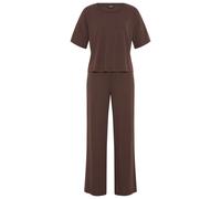 Pyjama LSCN BY LASCANA, Damen, Gr. 32/34, braun, Rippware, Obermaterial: 63% Polyester, 33% Viskose, 4% Elasthan, loose fit hüftlang, Rundhals, weit abgesteppt, Homewear-Sets Pyjama, mit kleiner Zierk