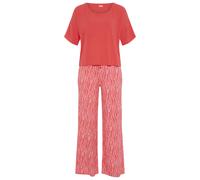 Pyjama LSCN BY LASCANA, Damen, Gr. 48/50, rosa (coralle), Rippware, Obermaterial: 92% Viskose, 8% Elasthan, unifarben, loose fit hüftlang, Rundhals, weit abgesteppt, Homewear-Sets Pyjama, mit kleiner