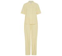 Pyjama LSCN BY LASCANA, Damen, Gr. 42, gelb, Web, Obermaterial: 100% Viskose, gestreift, unifarben, oversize hüftlang, eingesetzt abgesteppte Kante, Homewear-Sets Pyjama, mit weiter Ballon-Hose (87763