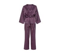 LSCN BY LASCANA Damen Pyjama pflaume gestreift Gr.38