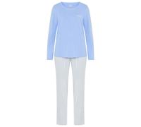 Schlafanzug LSCN BY LASCANA, Damen, Gr. 44/46, blau, Single Jersey, Obermaterial: 100% Baumwolle, bedruckt, unifarben, loose fit hüftlang, Rundhals, eingesetzt abgesteppt, Homewear-Sets Schlafanzug, m