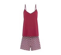 Shorty LSCN BY LASCANA, Damen, Gr. 44/46, beere, beere gemustert, Single Jersey, Obermaterial: 50% Baumwolle, 50% Viskose, gemustert, unifarben, schmal hüftlang, V-Ausschnitt, Homewear-Sets Shorty, mi