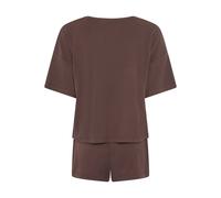 Shorty LSCN BY LASCANA, Damen, Gr. 40/42, braun, Rippware, Obermaterial: 63% Polyester, 33% Viskose, 4% Elasthan, loose fit hüftlang, Rundhals, abgesteppt, Homewear-Sets Shorty, mit Zierknopfleiste an