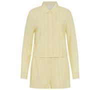Shorty LSCN BY LASCANA, Damen, Gr. 44, gelb, Web, Obermaterial: 100% Viskose, unifarben, loose fit taillenbedeckt, eingesetzt 2-Knopf-Manschette, Homewear-Sets Shorty, aus leichtem Webmaterial (814354