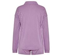 Shorty LSCN BY LASCANA, Damen, Gr. 40/42, lila gestreift, Single Jersey, Obermaterial: 50% Baumwolle, 50% Viskose, oversize hüftbedeckend, eingesetzt Manschette, Homewear-Sets Shorty, mit Streifendruc