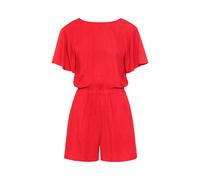 Kurzoverall LSCN BY LASCANA, Damen, Gr. 44, N-Gr, rot (cherry, rot), Web, Obermaterial: 100% Viskose, unifarben, figurumspielend kurz, Rundhals, Overalls Kurzoverall (56091040-44)