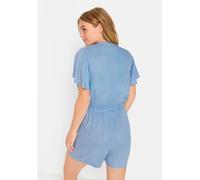 Kurzoverall LSCN BY LASCANA, Damen, Gr. 34, N-Gr, blau (hellblau), Web, Obermaterial: 100% Viskose, unifarben, figurumspielend kurz, tiefer V-Ausschnitt, Overalls Kurzoverall, aus gewebter Viskose (68