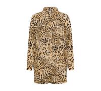 Langarmbluse LSCN BY LASCANA, Damen, Gr. 42, leopard print, Web, Obermaterial: 58% Viskose, 28% Baumwolle, 14% Leinen, bedruckt, figurumspielend hüftbedeckend, 1-Knopf-Manschette, Blusen Langarmbluse,