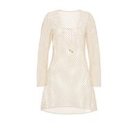 Minikleid LSCN BY LASCANA, Damen, Gr. 38, N-Gr, creme, Stoff, Obermaterial: 94% Polyester, 6% Elasthan. Besatz: 95% Polyester, 5% Elasthan, unifarben, figurumspielend Mini, Rundhals, Kleider Minikleid