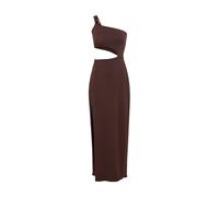 One-Shoulder-Kleid LSCN BY LASCANA, Damen, Gr. 46, N-Gr, braun (dunkelbraun), Jersey, Obermaterial: 47% Baumwolle, 47% Modal, 6% Elasthan, unifarben, figurbetont lang, asymmetrischer Ausschnitt, Kleid