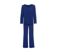 Pyjama LSCN BY LASCANA, Damen, Gr. 36/38, blau (navy), Rippware, Obermaterial: 92% Viskose (LENZING), 8% Elasthan, unifarben, tiefer Rundhals, Langarm eingesetzt, Homewear-Sets (40225516-36) navy