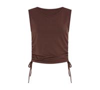Rundhalsshirt LSCN BY LASCANA, Damen, Gr. 48/50, braun, Jersey, Obermaterial: 95% Viskose, 5% Elasthan, unifarben, figurbetont taillenlang, Rundhals, Shirts Rundhalsshirt, seitlich zum binden (1122620