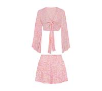 LSCN BY LASCANA Strandset: Crepebluse und Shorts Damen rosa-orange bedruckt Gr.44