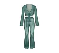 Langarmshirt LSCN BY LASCANA, Damen, Gr. 36, grün (khaki), Netz, Obermaterial: 95% Polyester, 5% Elasthan, unifarben, figurbetont kurz, tiefer V-Ausschnitt, Shirts Langarmshirt (82460904-36)