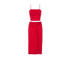 LSCN BY LASCANA Strandset: Spaghettitop und Midirock Damen rot Gr.42