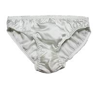 LSHARON Silk Herren Sexy 100% Maulbeerseide Slip Dessous Unterwäsche Gr. L, weiß