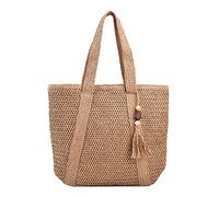 LSHIJI Strohtasche Große Kapazität Stroh Totes Frauen Unterarm Schulter Tasche Sommer Strand Reise Urlaub Shopper Top-Griff Taschen(Khaki)