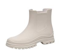 LSNNMU Gummistiefel Für Erwachsene Regenstiefel for Damen, niedrige, wasserdichte Stiefel, vielseitige, rutschfeste City-Walk-Regenschuhe for Erwachsene(Beige,38)