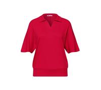 Street One Poloshirt Damen Salsa Rot, Gr. 44 – Baumwoll-Modal 50/50 – hoch geschlossener Ausschnitt