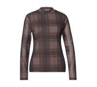 Langarmshirt STREET ONE, Damen, Gr. 40, braun (sanded amber), Jersey, Obermaterial: 95% Polyester, 5% Elasthan. Futter: 100% Viskose, gemustert, körpernah hüftbedeckend, Rundhals, abgesteppte Kante, S