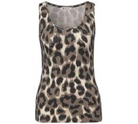 Basic Top mit Rundhals im Leo-Muster Beige 40
