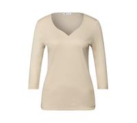 Shirt mit Herzausschnitt Beige 38