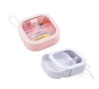 LTHERMELK 2 StüCk Schmuckschatulle Klein, Schmuckschachtel-EIN Tragbarer, Kleiner, Wasserdichter Schmuckkasten Mit Transparentem Design -Haargummi Organizer- Ordnungsboxen Mit Deckel (Weiß, Rosa)