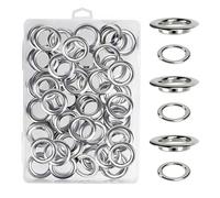 Luabue Grommet Werkzeug Kit 20mm Metallösen Set Silber 50 Stück Grommet Ösen und 50 Stück Ösen Scheiben für Schuhe Kleidung Leder Stoff Planen mit Aufbewahrungsbox