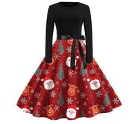 Luadnysin Abendkleid Langarm Weihnachtskleid Damen Ballkleid Wollkleid Glitzer Kleid Herbstkleid Weihnachtsoutfit Weihnachtskleider Ball Festliches Hochzeitsgast Winter