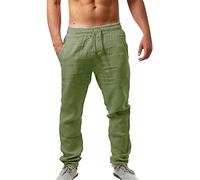 Luadnysin Leinenhose Herren Lang,Green,Hosen Herren,Sommerhose,Freizeithose,leicht,Stoffhose,Linen,Pants, weiße Hose Bundfaltenhose Hose Stretch Bequeme Schwarze Jogging Mittelalter,Grün,XXXL