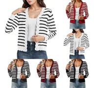Luadnysin Trachten Jacke Für Damen Strickjacke Tracht Dirndl Trachtenweste Trachtenjacke Janker Dirndljacke Trachtenjanker Trachtenblazer Drindl Trachtenbluse weiß Stripe,S M L XL XXL