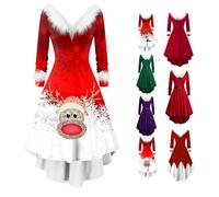 Luadnysin weihnachtskleid Damen Weihnachten Kleid Herbstkleid Ballkleider Abendkleid Langarm Glitzer Lang Ballkleid Rotes Ball Samt Hochzeitsgast Winter weihnachtskleid Damen er,Weiß,M