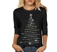 Luadnysin Weihnachtspullover Damen Festliches Langarm Sweatshirt mit buntem Weihnachtsgrafik Rundhals,S-6XL