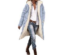 Luadnysin wintermantel Damen lang,wintermantel Damen,mäntel Frauen,lang,Langer,Long Coat for Women,Winter,teddymantel,Winterjacke,Puffer,Long Jacket for Women,Jackett für,Dufflecoat,Frauen,blau,XL