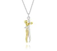 LuBHnna Paar Umarmung Anhänger Halskette, 925 Sterling Silber Love Style Paare Umarmung Halskette Charme Schmuck Geschenk für Frau Mädchen Mutter Tochter